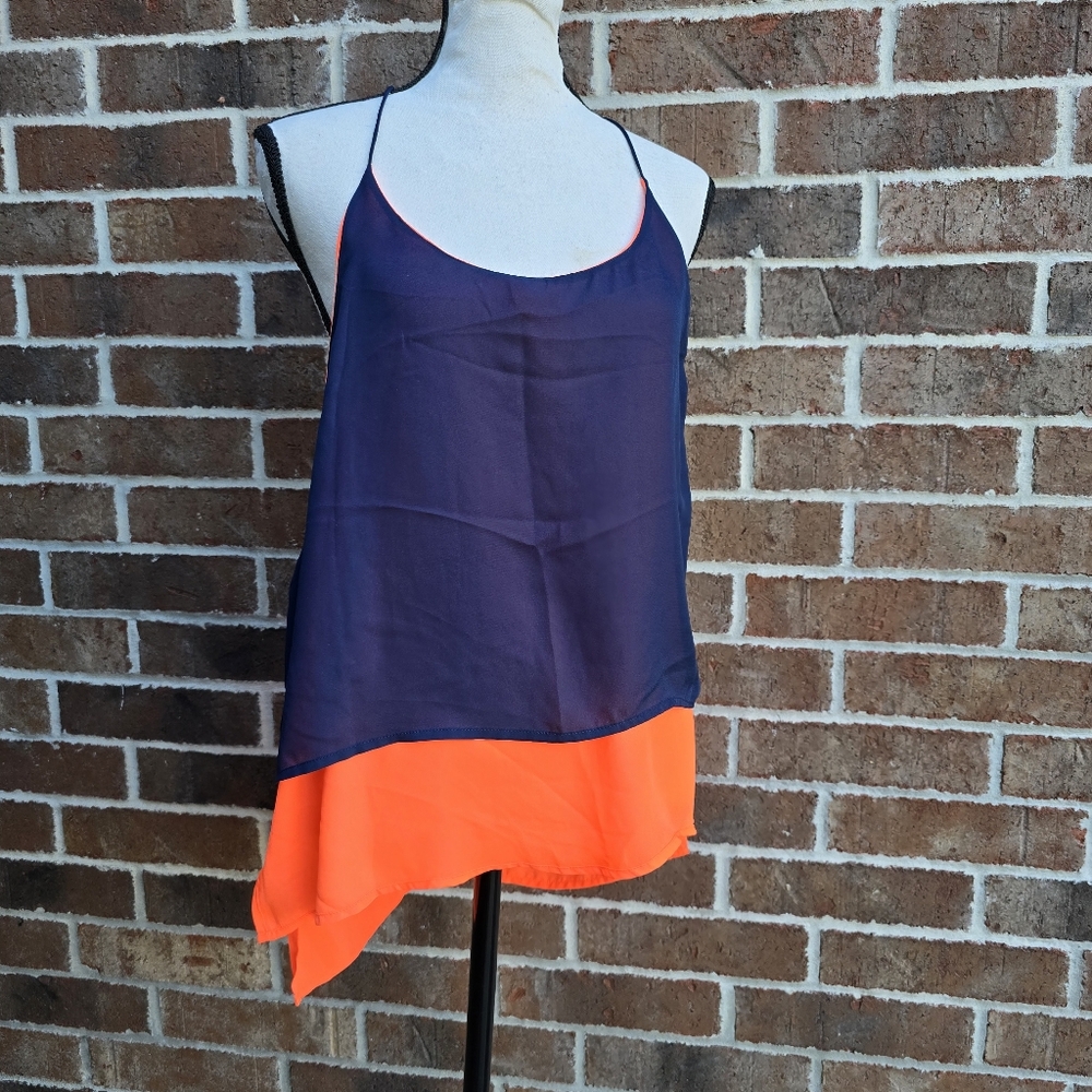 3/$15 BUNDLE DEAL Double Zero Reversible Tank Top Medium Orange Blue Racerback